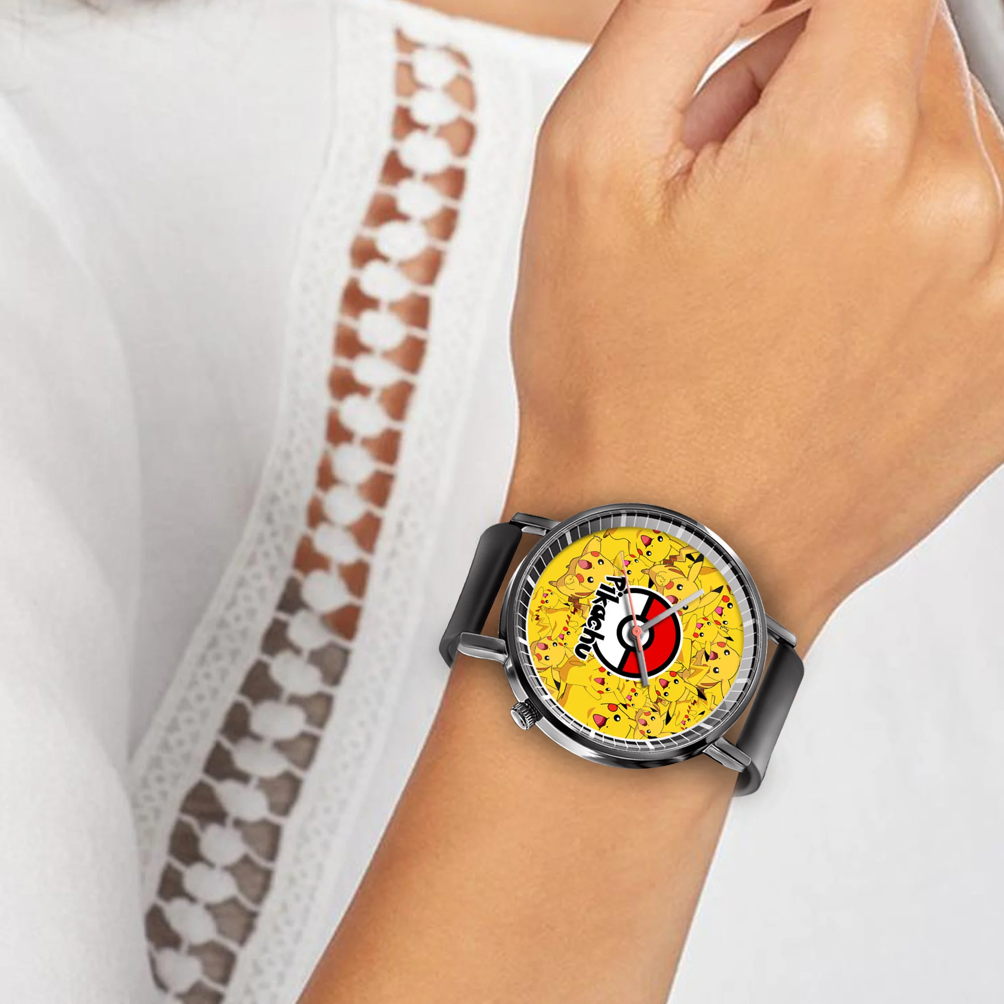 ���� Pikachu Leather Band Wrist Watch Personalized