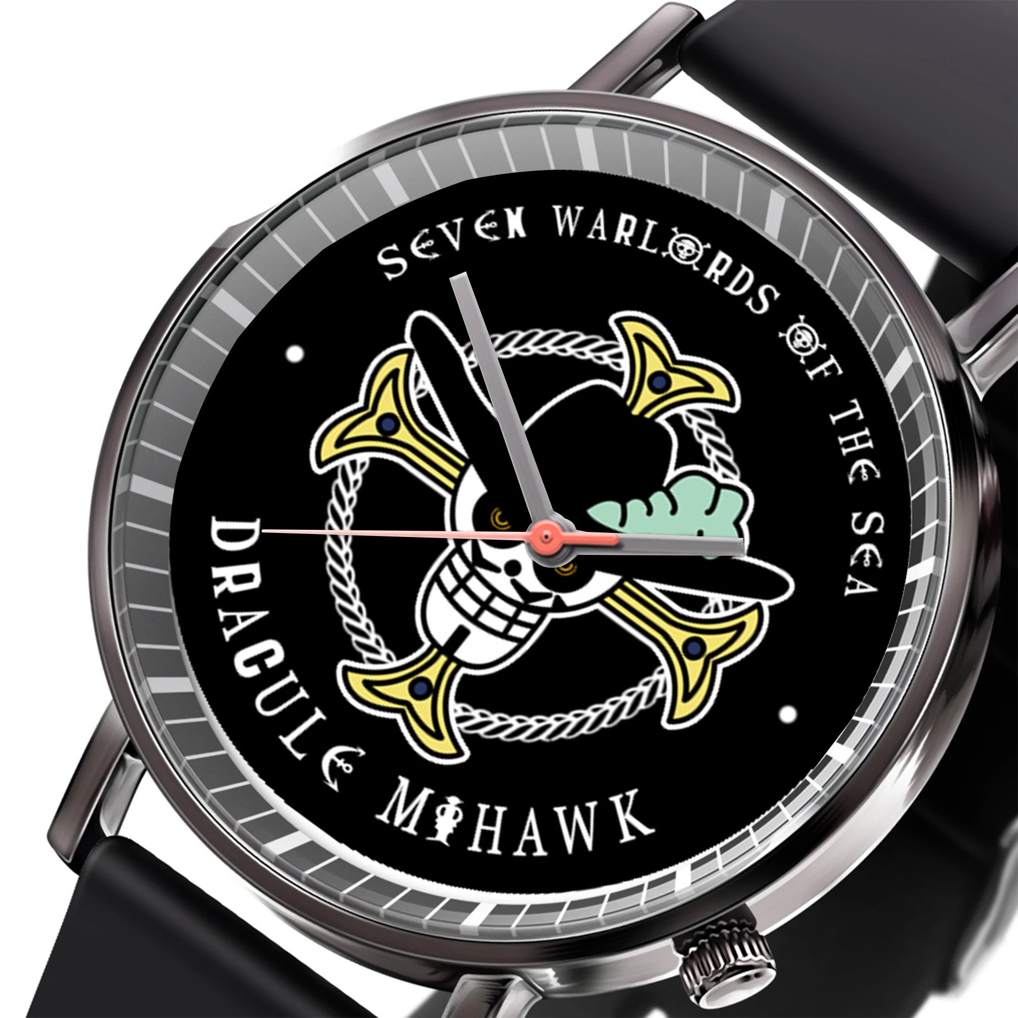 ���� Dracule Mihawk Symbol Leather Band Wrist Watch Personalized